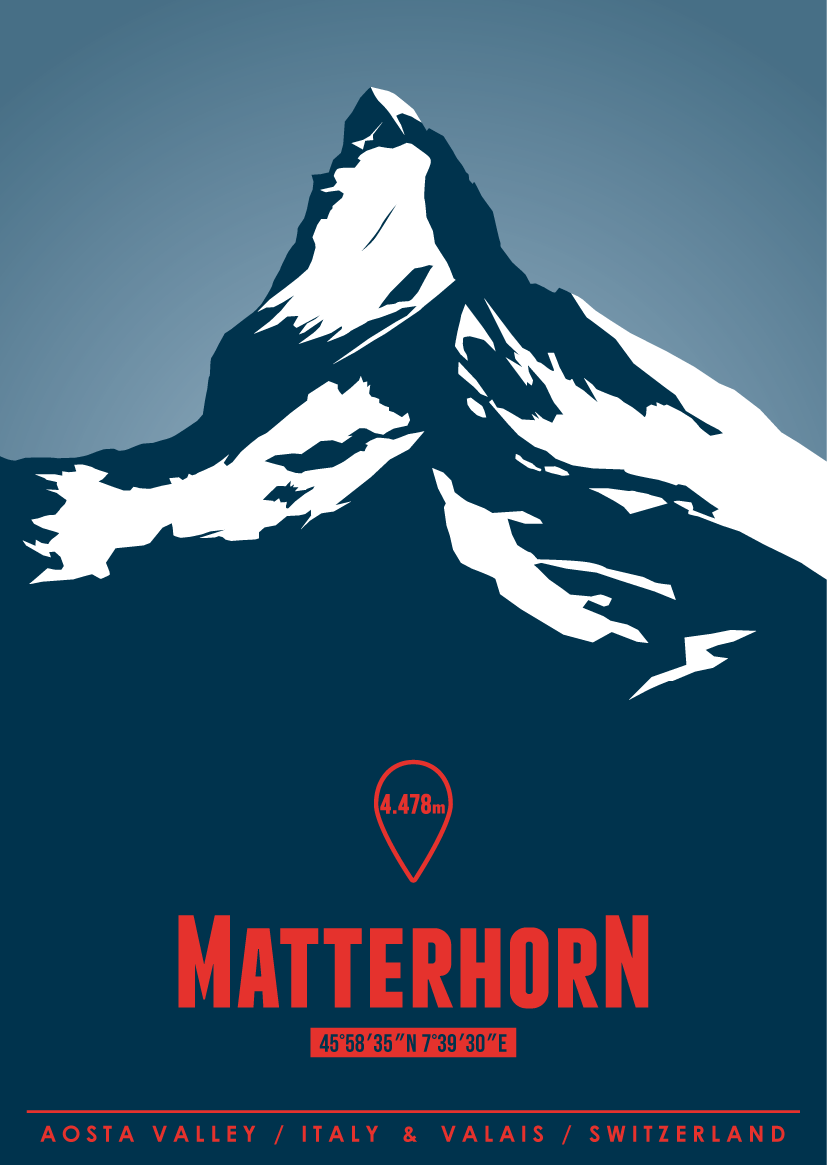 Illustration des Matterhorns – erhältlich bei Marmota Maps als High-Quality-Print